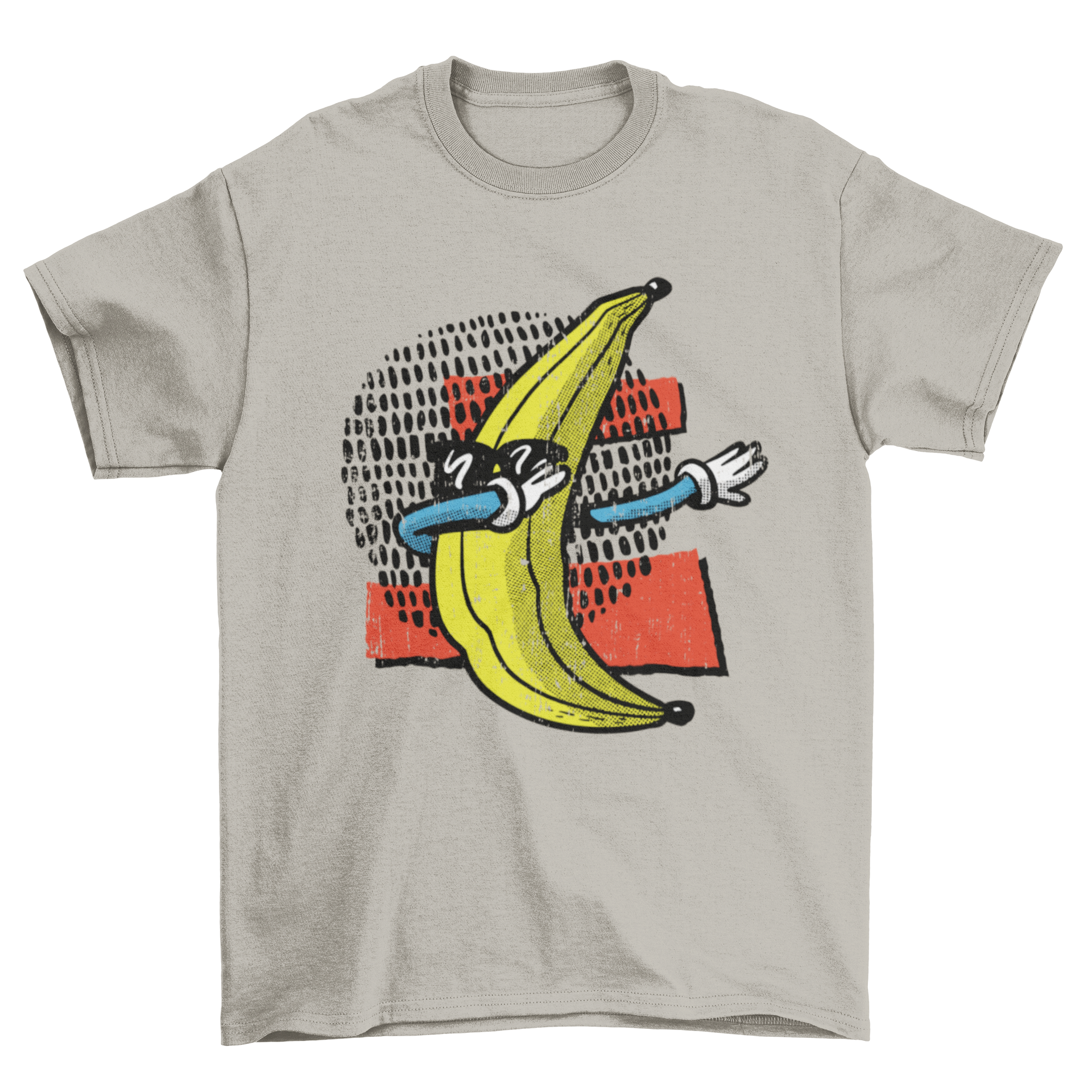 A humorous t-shirt featuring a banana character dabbing with sunglasses, showcasing a fun and playful design.