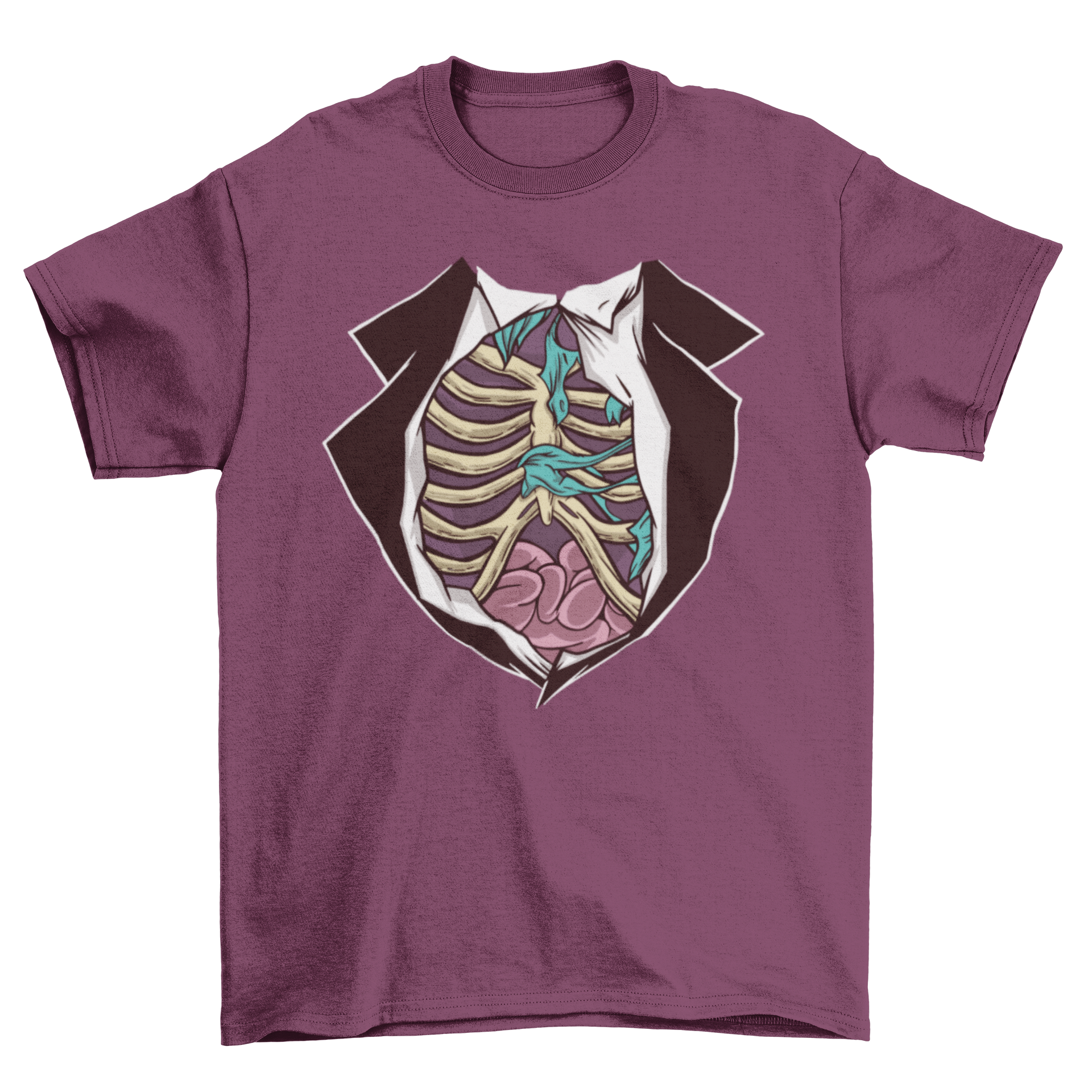 Funny Halloween Zombie Body Chest T-shirt featuring a humorous zombie chest design, perfect for Halloween celebrations.