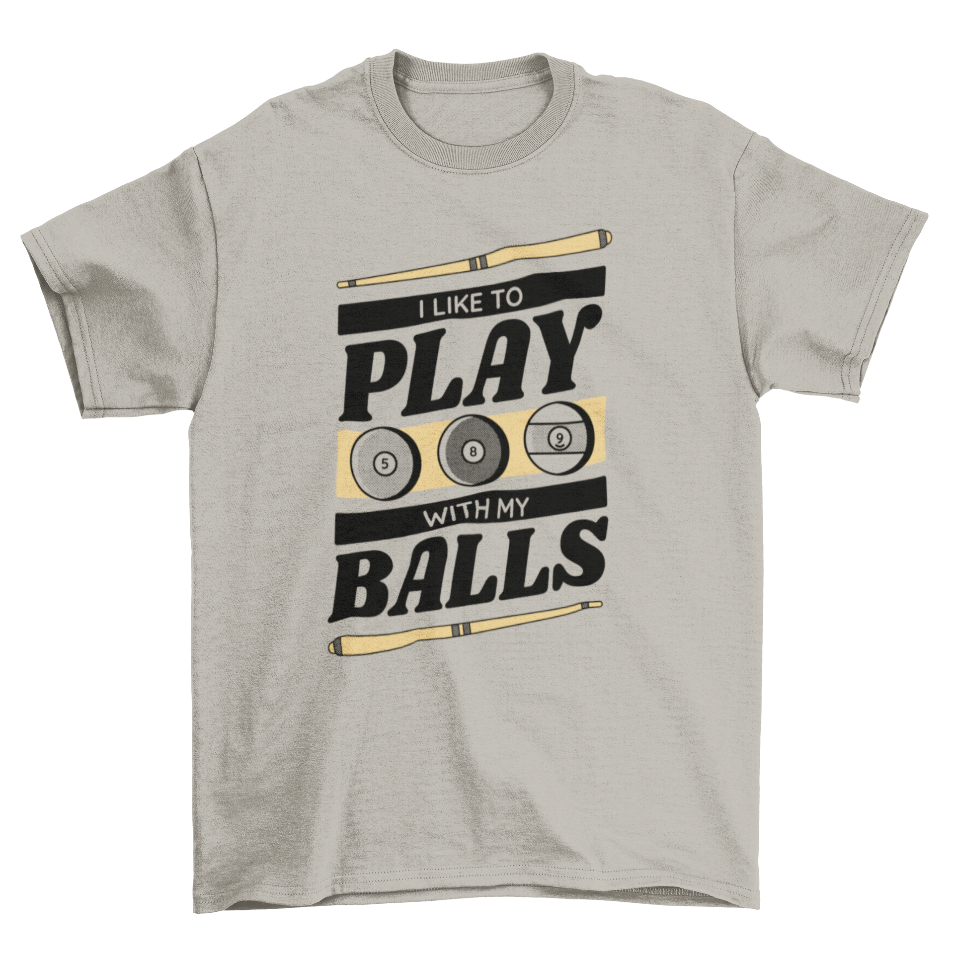 Funny pool ball sport t-shirt featuring a humorous quote and colorful pool balls design.