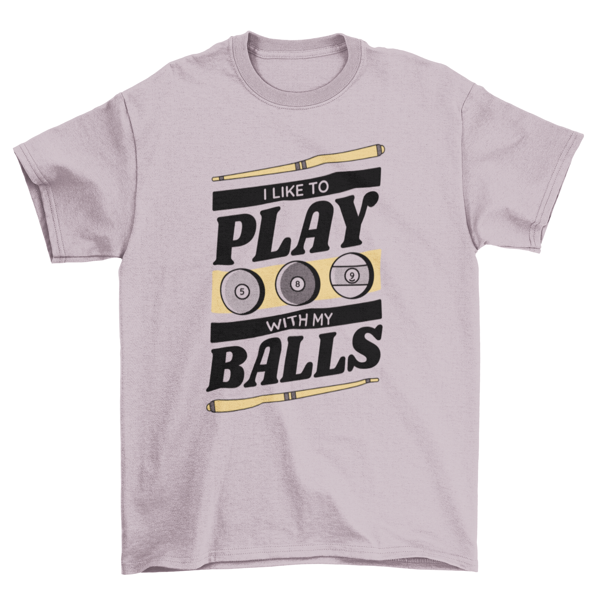 Funny pool ball sport t-shirt featuring a humorous quote and colorful pool balls design.