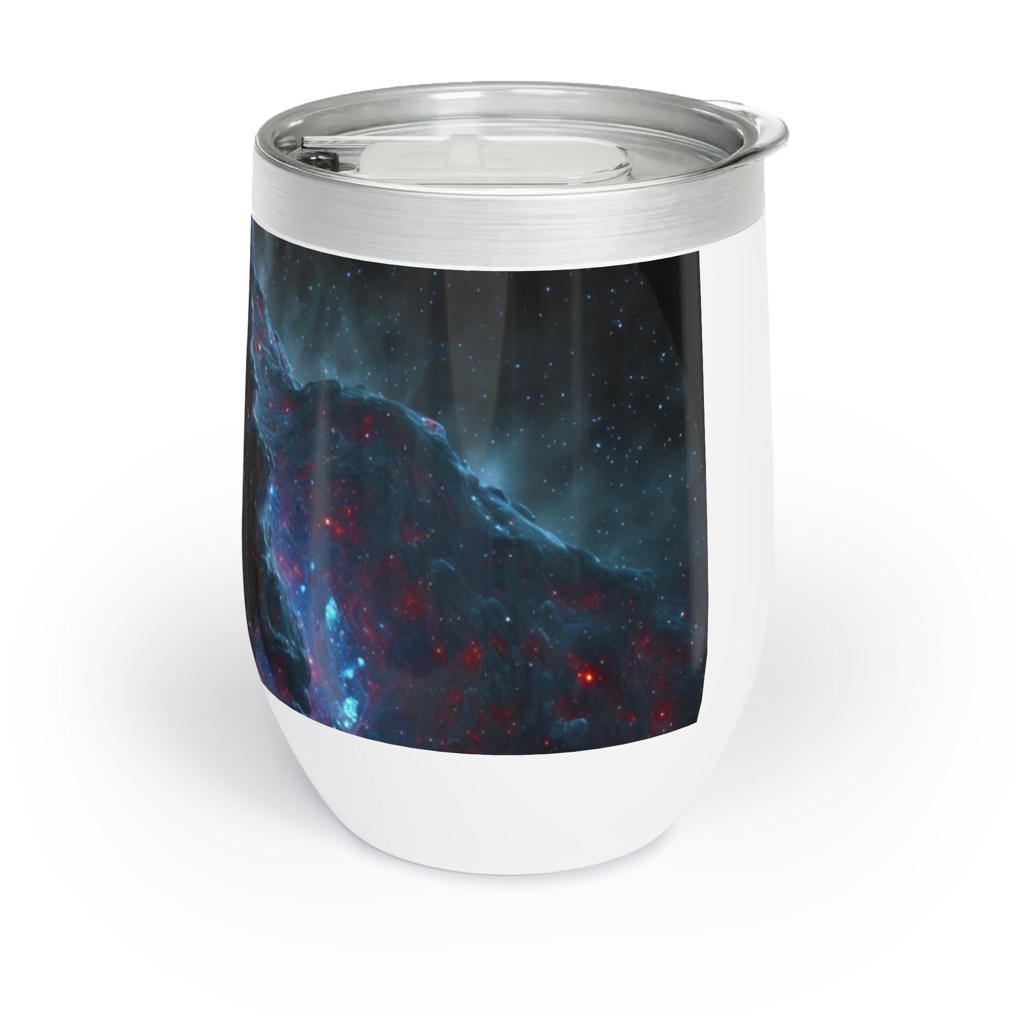 Galaxy Effects Chill Wine Tumbler in a stylish design, showcasing its stainless steel body and double-insulated walls.
