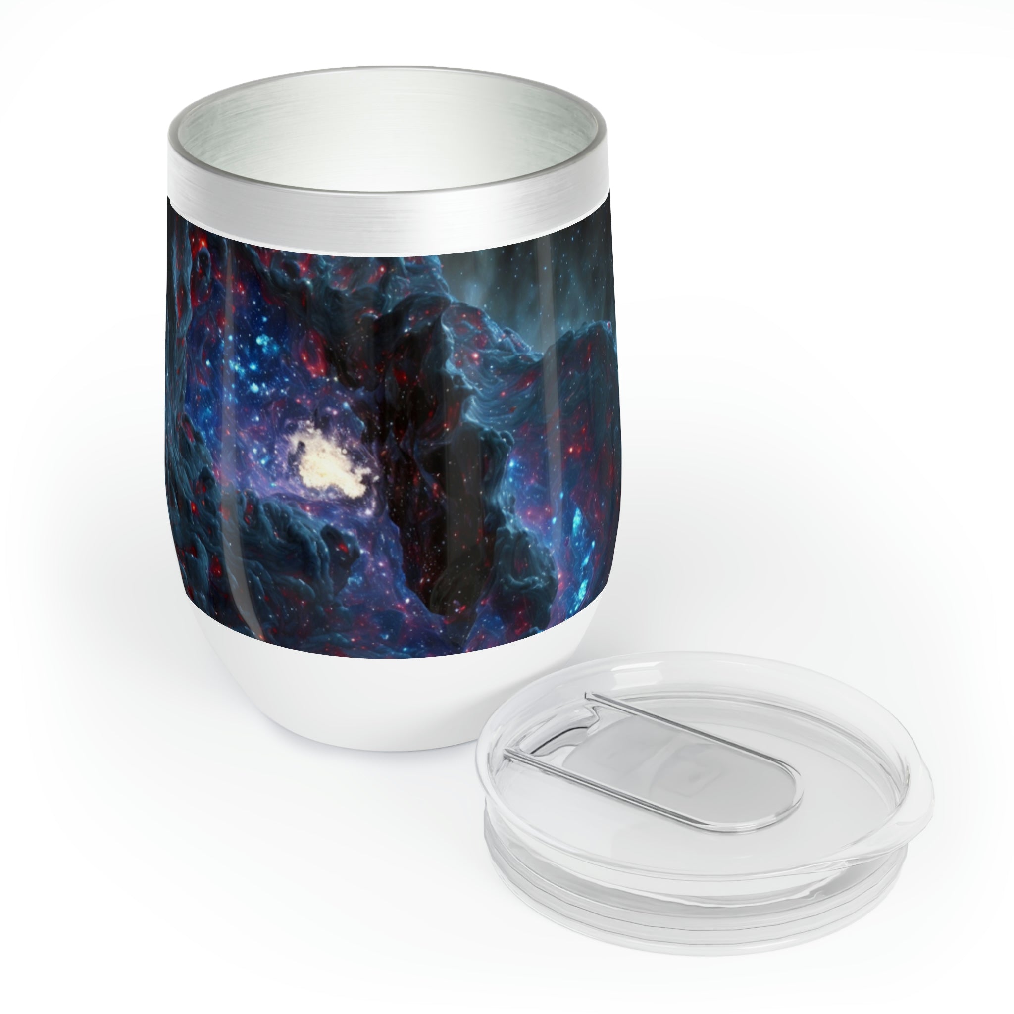 Galaxy Effects Chill Wine Tumbler in a stylish design, showcasing its stainless steel body and double-insulated walls.