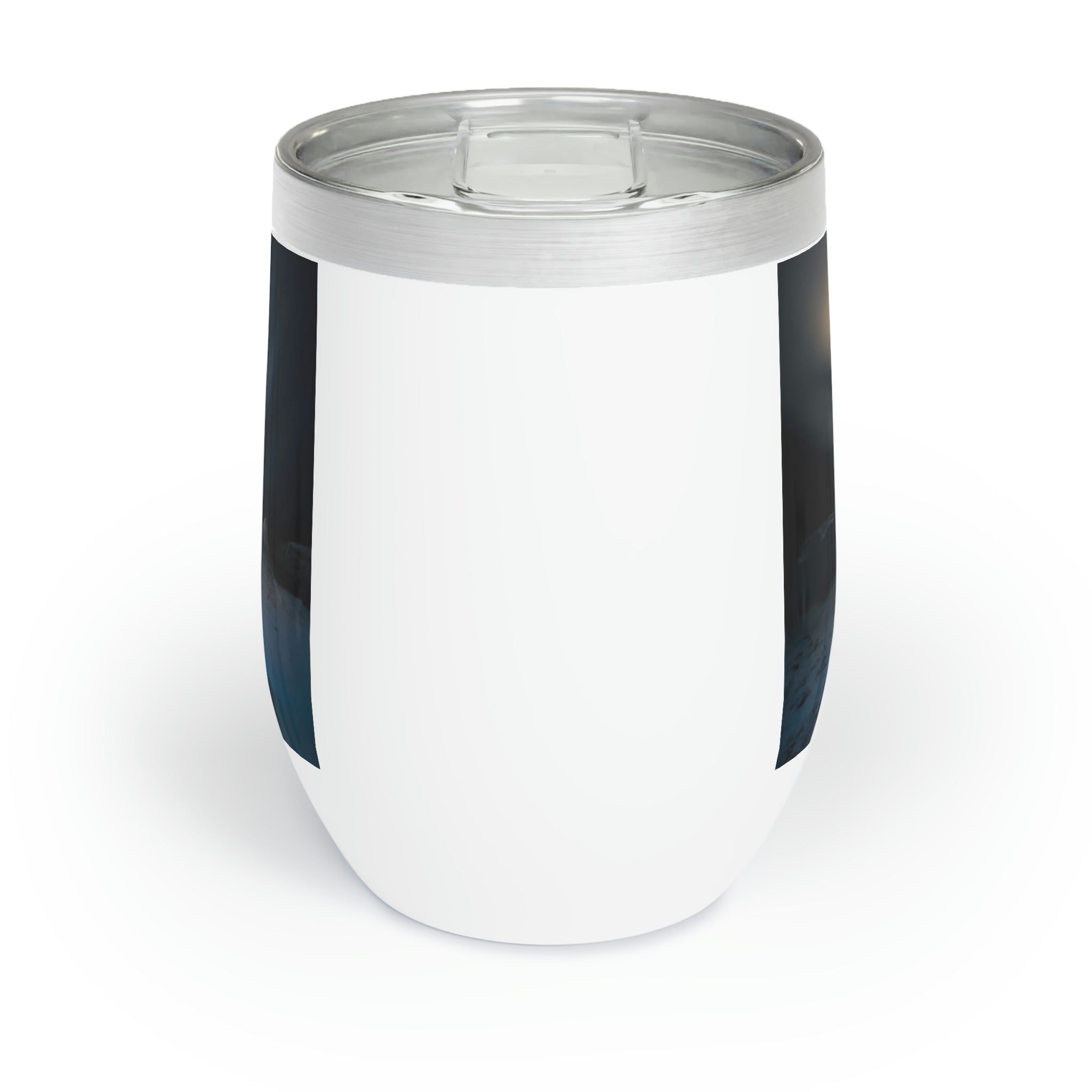 Galaxy Effects Chill Wine Tumbler in stainless steel with a customizable design, featuring double insulation and a plastic straw.