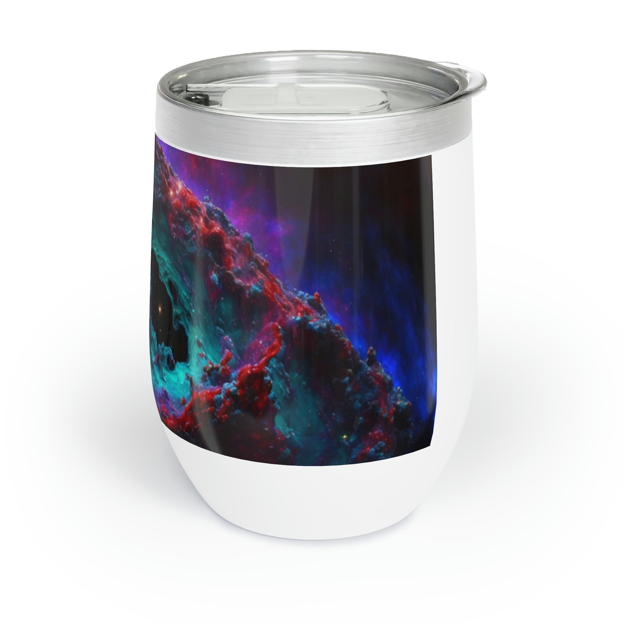 Galaxy Effects Chill Wine Tumbler in stainless steel with a customizable design, perfect for enjoying wine at the ideal temperature.