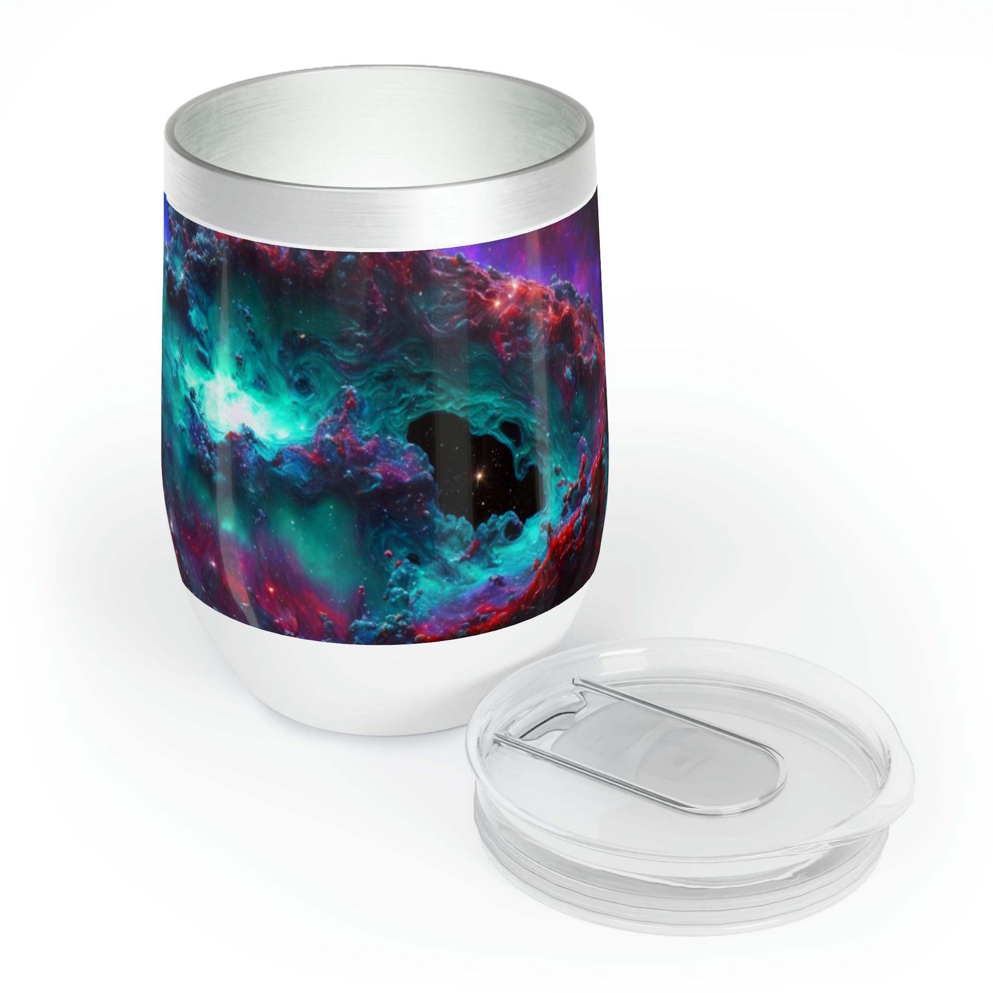 Galaxy Effects Chill Wine Tumbler in stainless steel with a customizable design, perfect for enjoying wine at the ideal temperature.