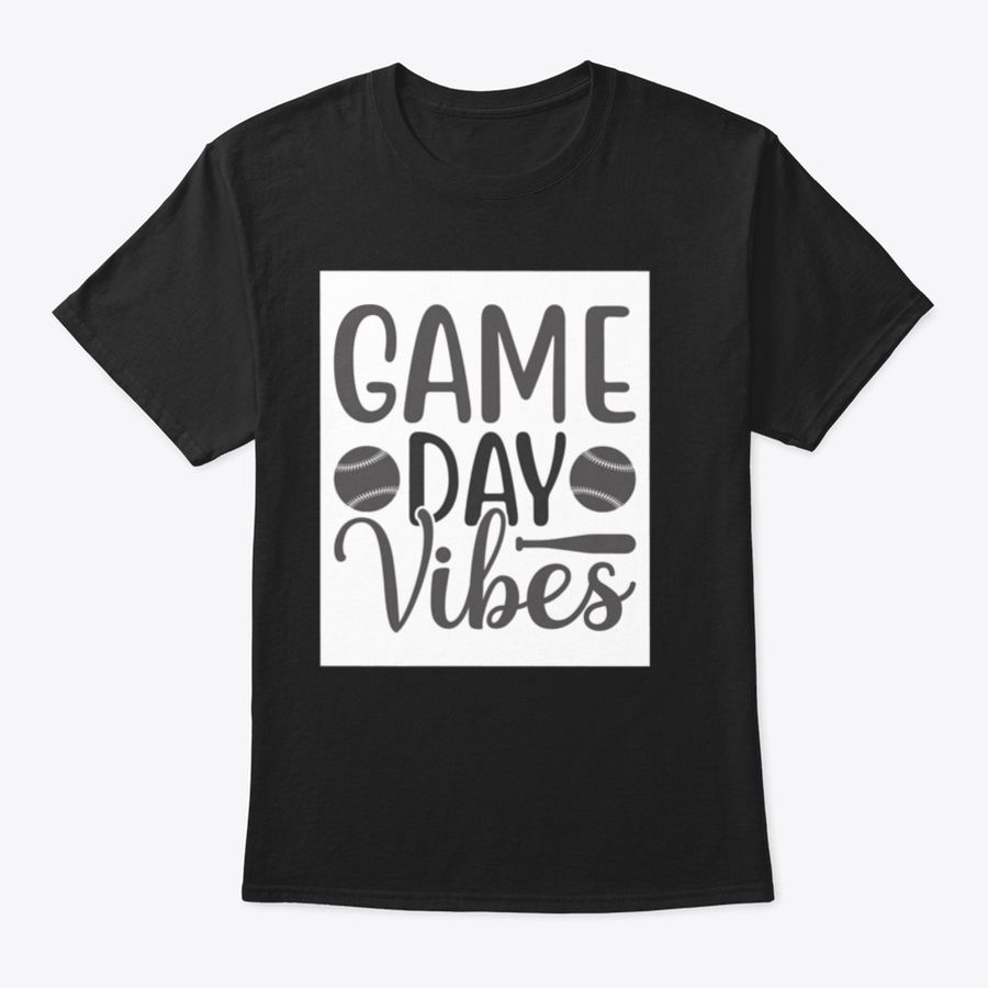 A stylish Game Day Vibes shirt featuring artistic lettering and an inspirational softball logo, made from soft cotton fabric.