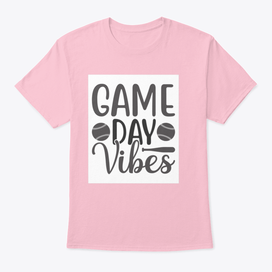 A stylish Game Day Vibes shirt featuring artistic lettering and an inspirational softball logo, made from soft cotton fabric.