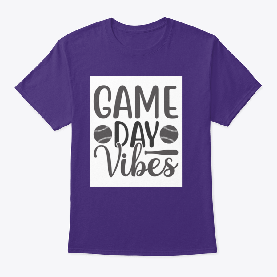 A stylish Game Day Vibes shirt featuring artistic lettering and an inspirational softball logo, made from soft cotton fabric.