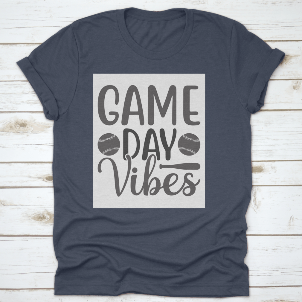 A stylish Game Day Vibes shirt featuring artistic lettering and an inspirational softball logo, made from soft cotton fabric.