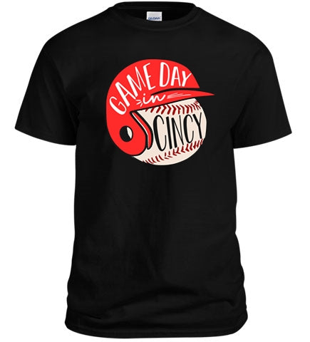 A stylish Game Days In Cincy baseball shirt featuring vibrant colors and unique graphics, perfect for baseball fans.