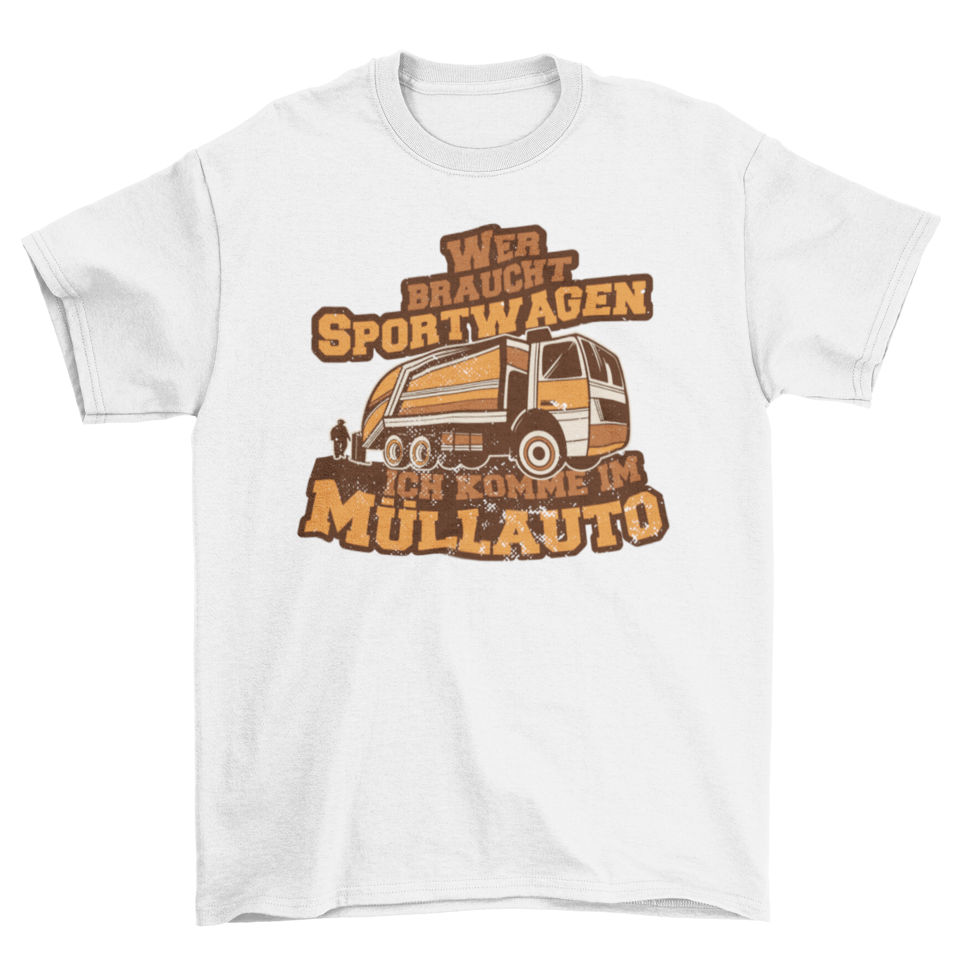 Garbage truck t-shirt featuring a humorous German quote design.