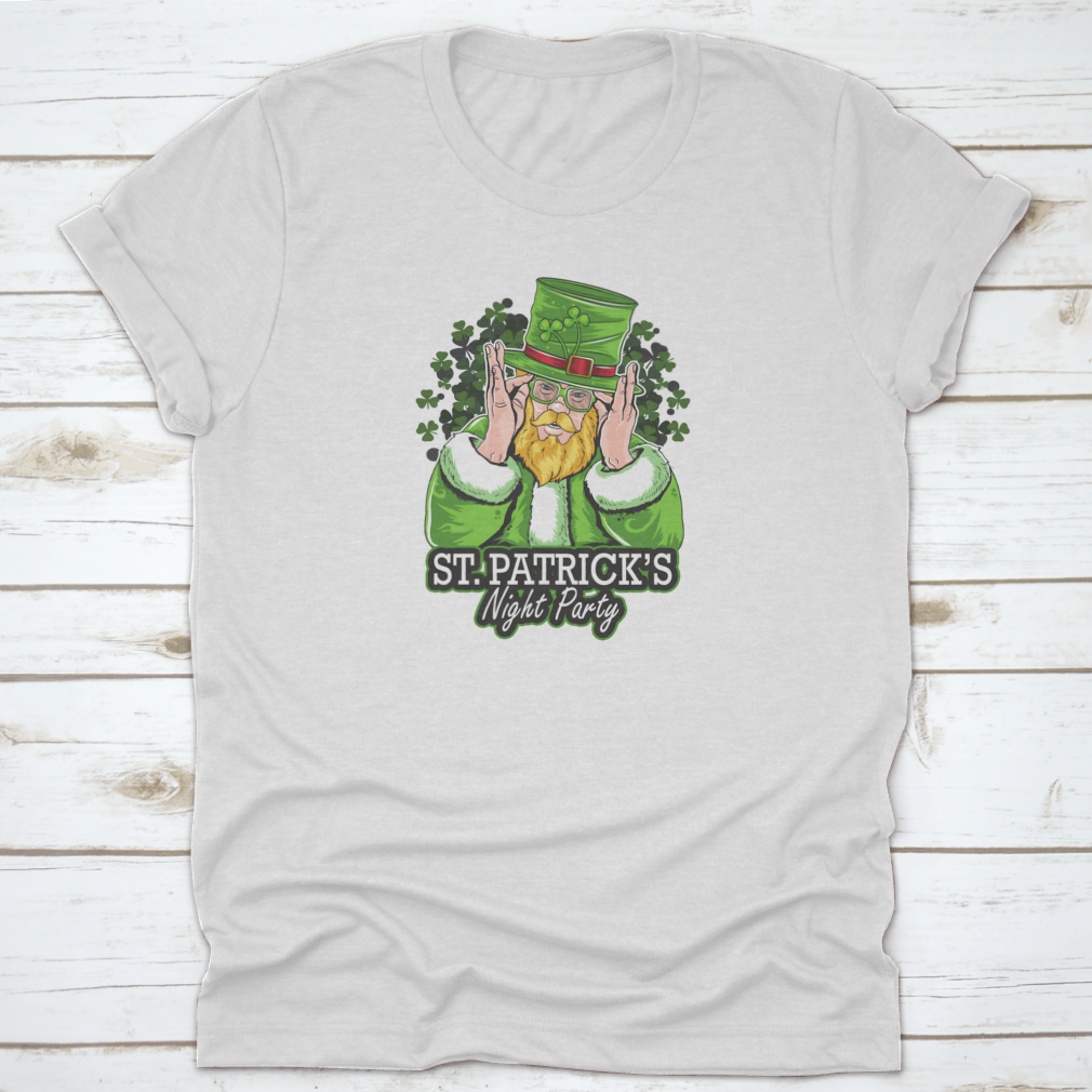 Geek In Lucky Clover Costume T-Shirt featuring St. Patrick's Day design with clover and festive text.