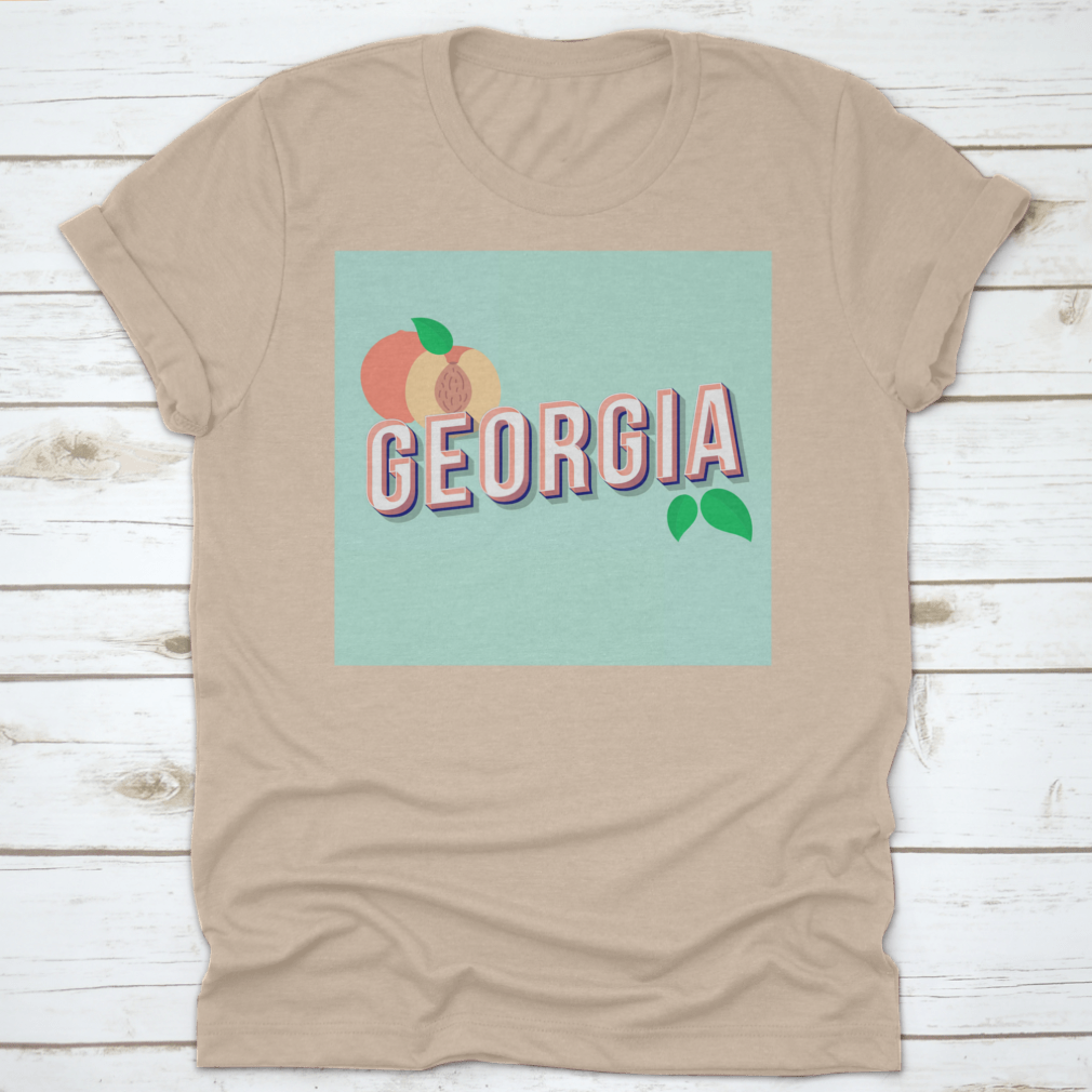 Georgia Vintage 3D Lettering Pop Art font displayed on a stylish t-shirt, showcasing retro bold design.