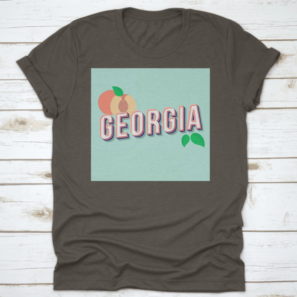 Georgia Vintage 3D Lettering Pop Art font displayed on a stylish t-shirt, showcasing retro bold design.