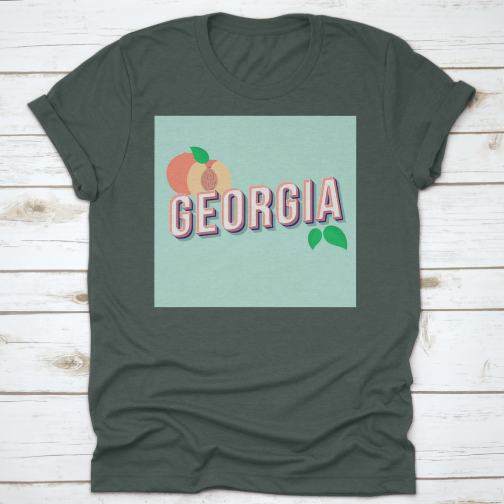 Georgia Vintage 3D Lettering Pop Art font displayed on a stylish t-shirt, showcasing retro bold design.
