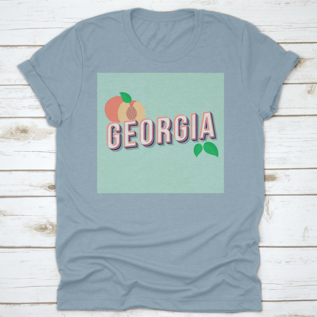 Georgia Vintage 3D Lettering Pop Art font displayed on a stylish t-shirt, showcasing retro bold design.