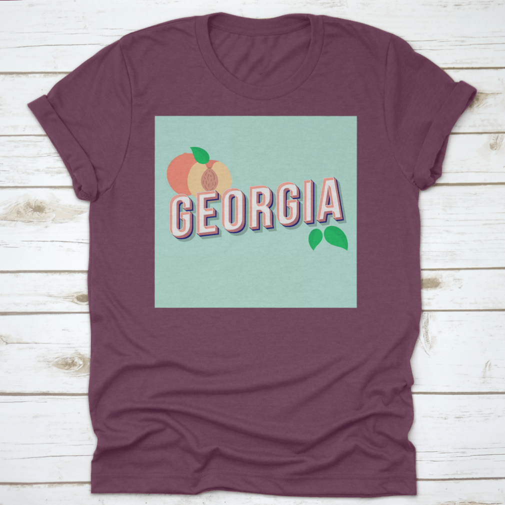 Georgia Vintage 3D Lettering Pop Art font displayed on a stylish t-shirt, showcasing retro bold design.