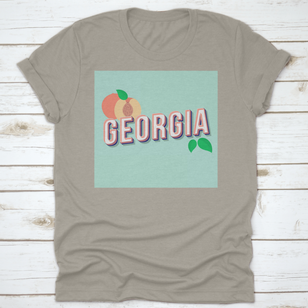 Georgia Vintage 3D Lettering Pop Art font displayed on a stylish t-shirt, showcasing retro bold design.