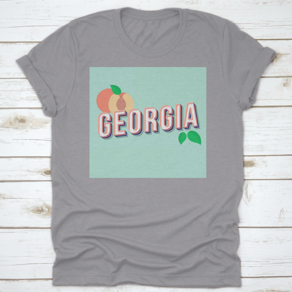 Georgia Vintage 3D Lettering Pop Art font displayed on a stylish t-shirt, showcasing retro bold design.
