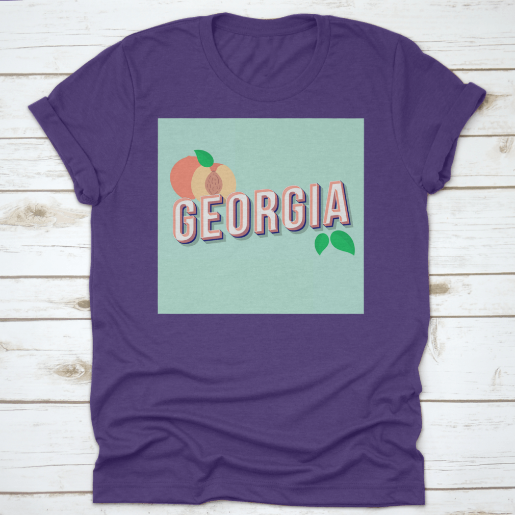 Georgia Vintage 3D Lettering Pop Art font displayed on a stylish t-shirt, showcasing retro bold design.