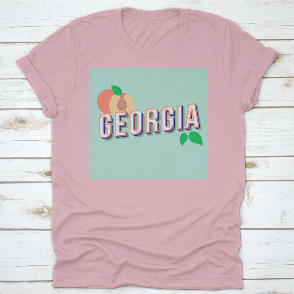 Georgia Vintage 3D Lettering Pop Art font displayed on a stylish t-shirt, showcasing retro bold design.