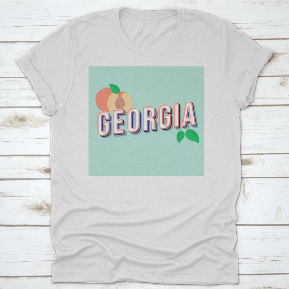 Georgia Vintage 3D Lettering Pop Art font displayed on a stylish t-shirt, showcasing retro bold design.