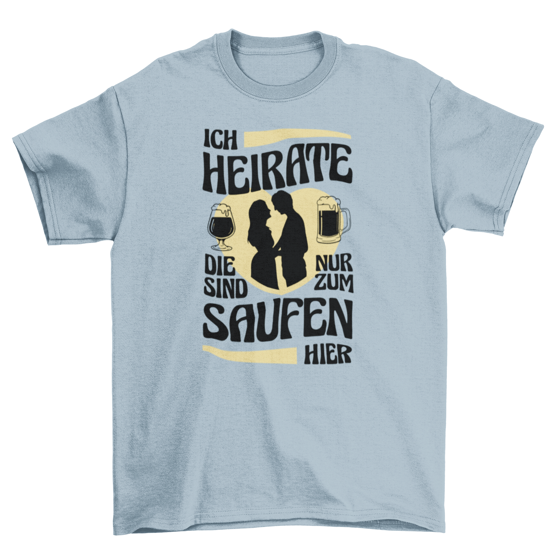 A stylish German bachelor party t-shirt featuring a fun quote, perfect for celebrations.