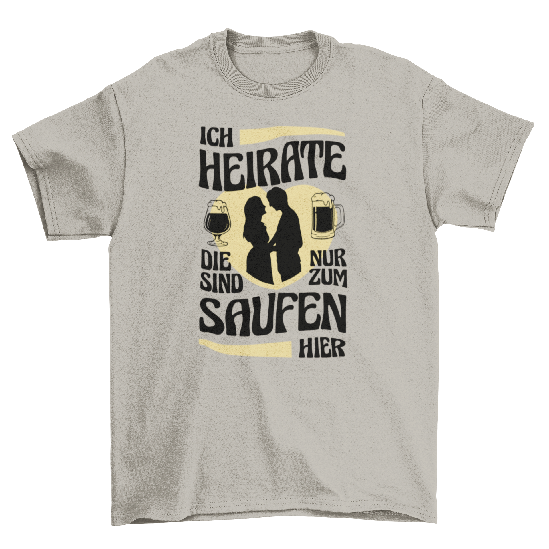 A stylish German bachelor party t-shirt featuring a fun quote, perfect for celebrations.