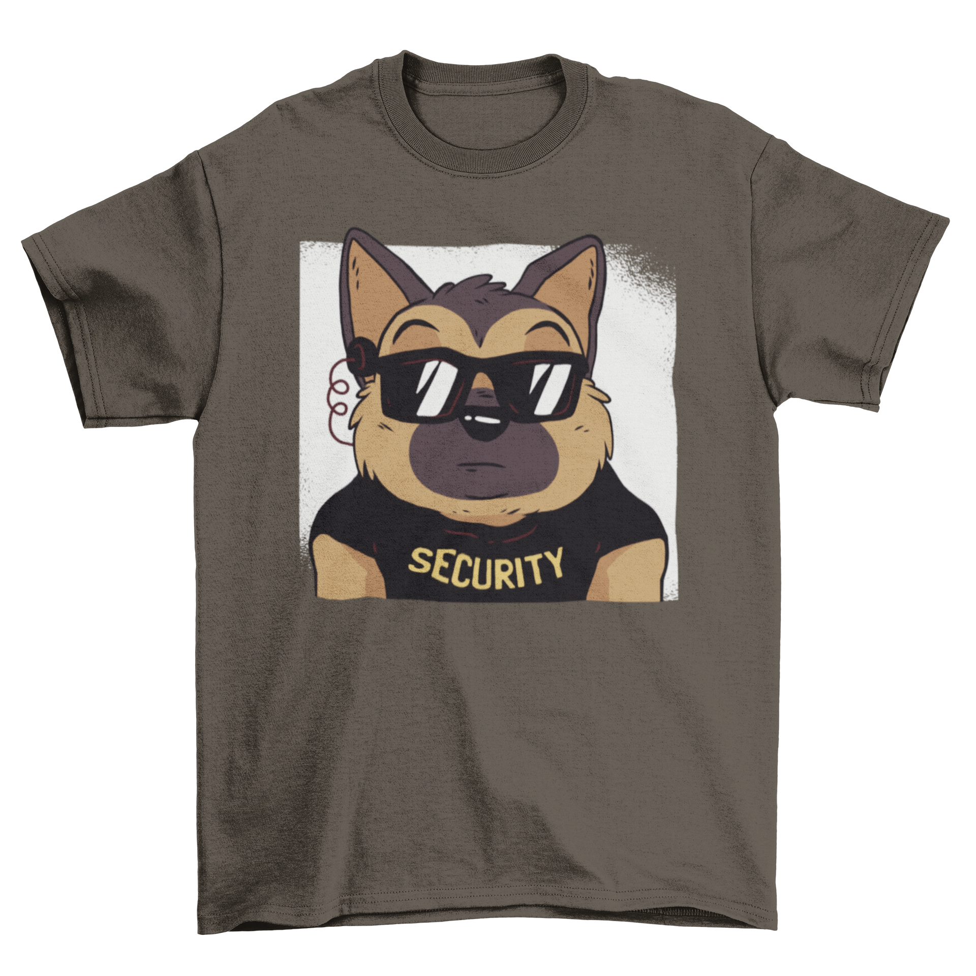 German Shepherd Security T-Shirt featuring a cute puppy in a security costume, perfect for dog lovers.