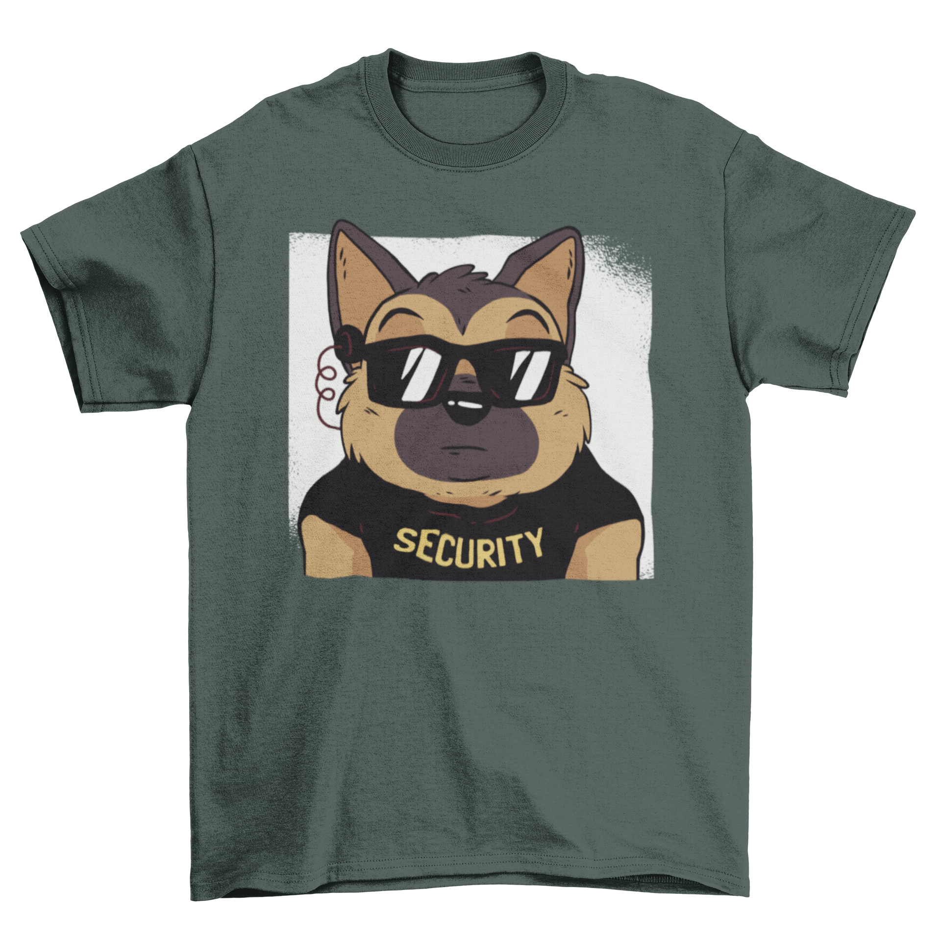 German Shepherd Security T-Shirt featuring a cute puppy in a security costume, perfect for dog lovers.