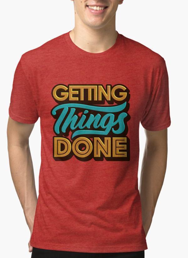 Getting Things Done Red Malange T-shirt made from 100% cotton, featuring half sleeves and vibrant red color.