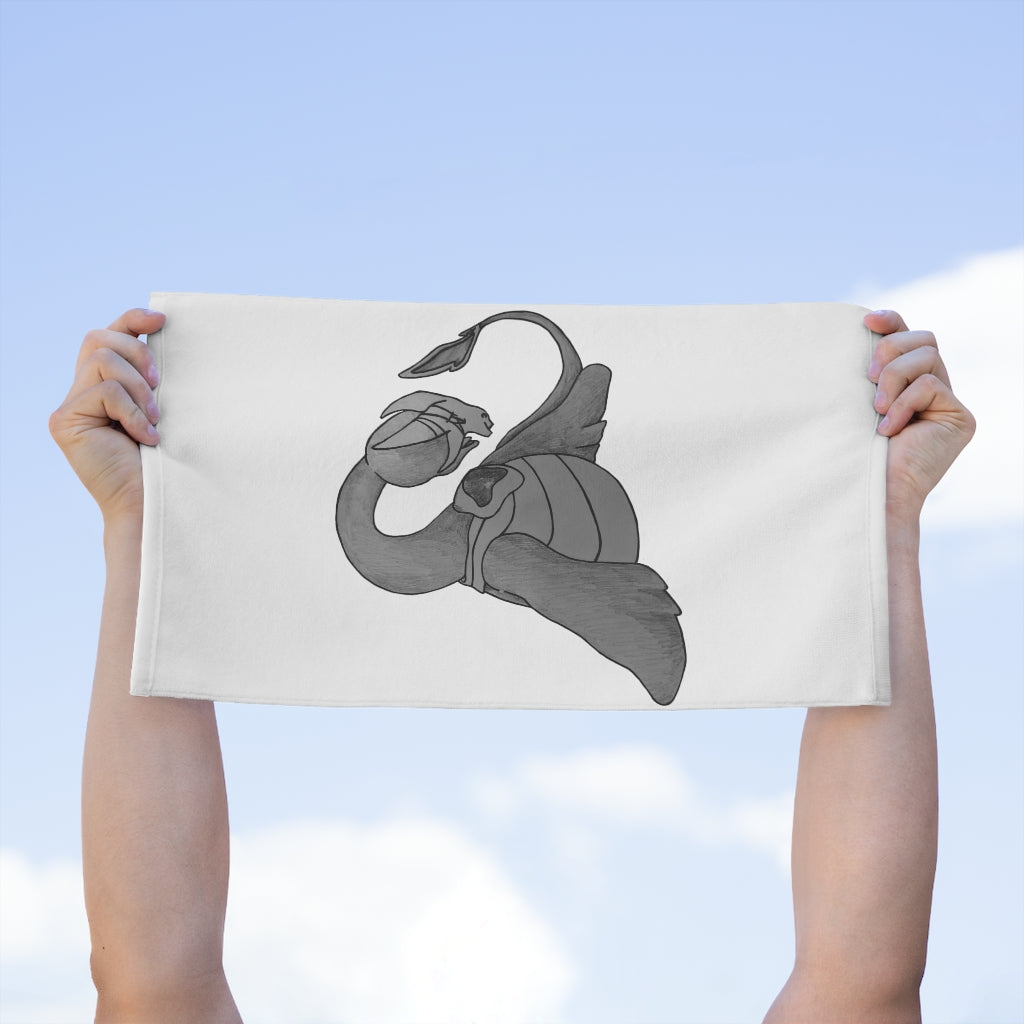 Ghoulaba Rally Towel featuring soft cotton and printed mink polyester, measuring 11x18 inches, ideal for sports and events.