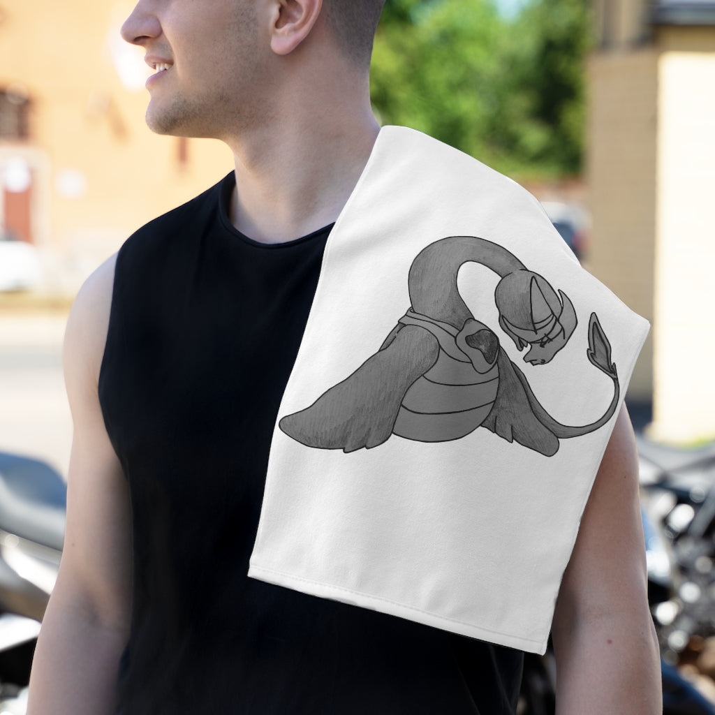 Ghoulaba Rally Towel featuring soft cotton and printed mink polyester, measuring 11x18 inches, ideal for sports and events.