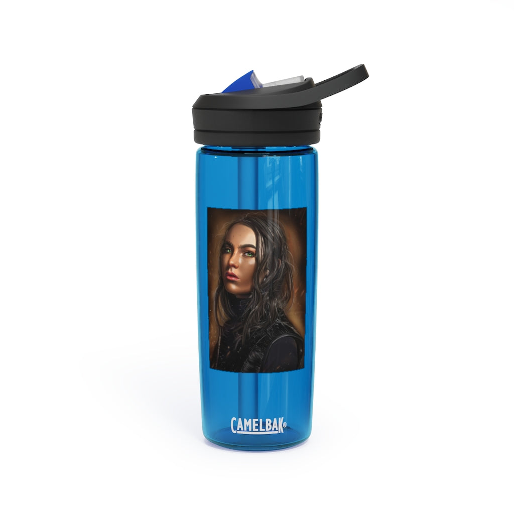 Girl CamelBak Eddy® Water Bottle in vibrant colors, showcasing its durable design and easy-carry handle.