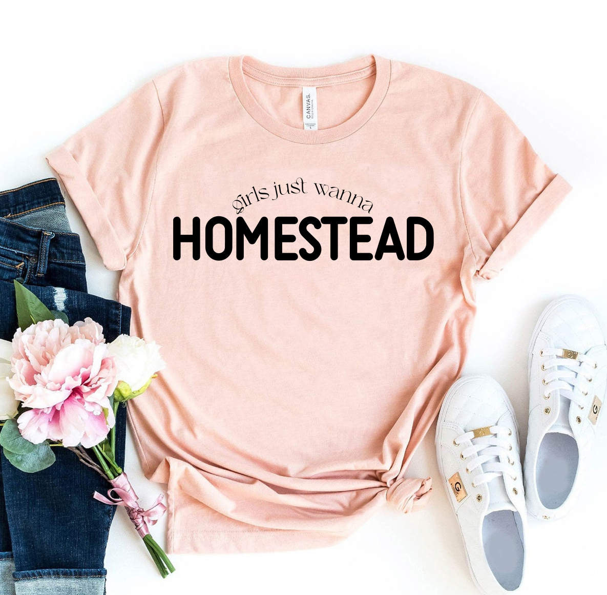 Girl Just Wanna Homestead T-shirt made of premium ring spun cotton with a stylish print.