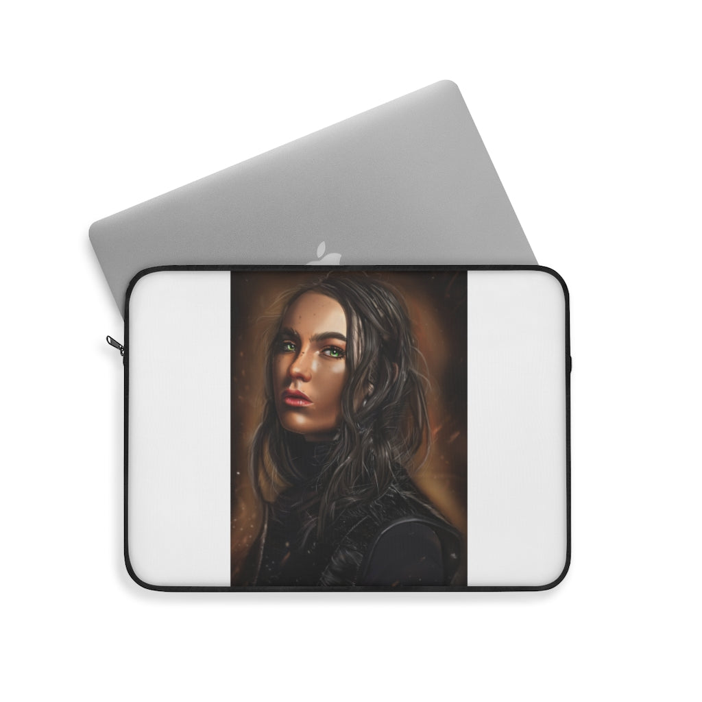 Stylish Girl Laptop Sleeve with black backside and elegant design, perfect for protecting laptops.