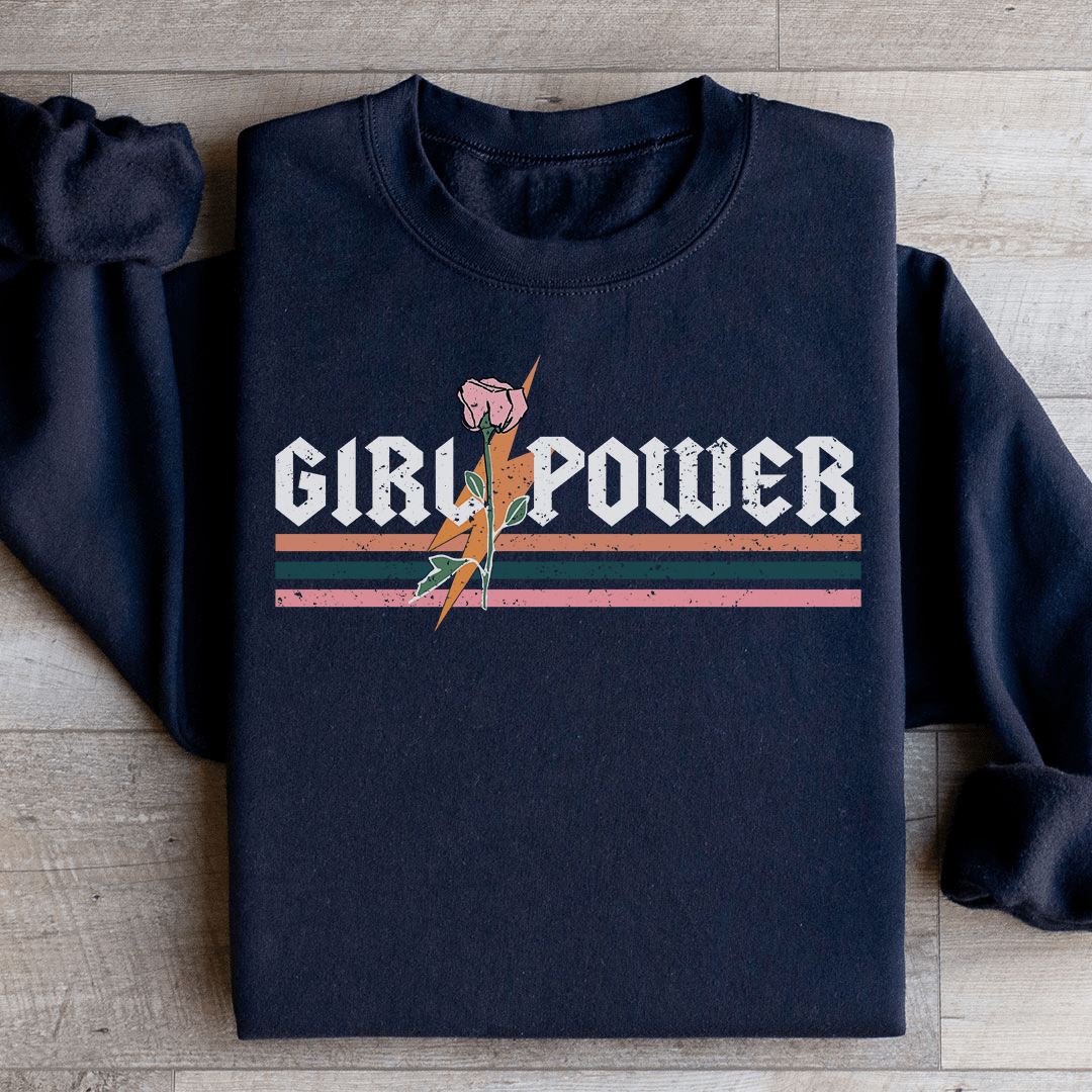 Girl Power Rose hoodie featuring a unique artistic design, made from soft cotton/poly fleece blend, perfect for comfort and style.
