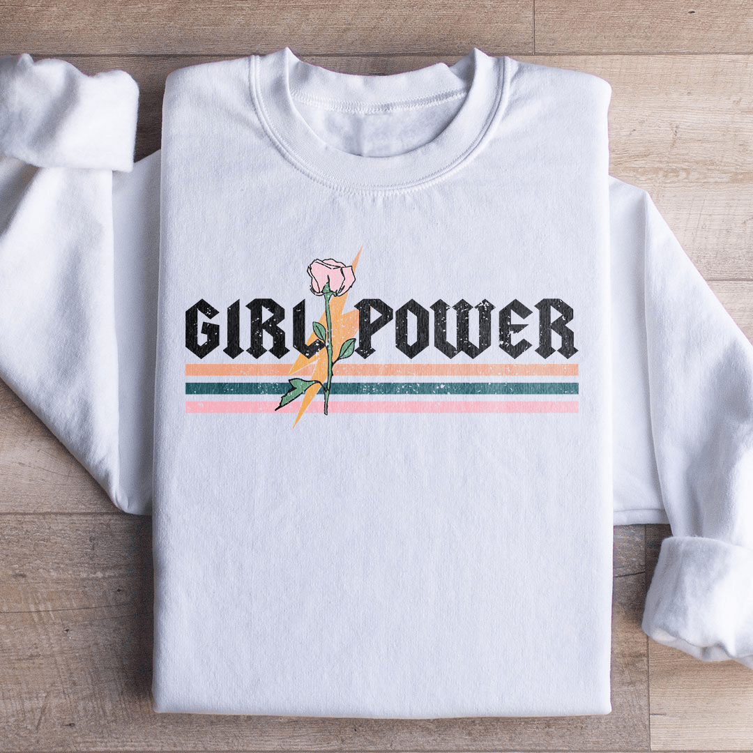 Girl Power Rose hoodie featuring a unique artistic design, made from soft cotton/poly fleece blend, perfect for comfort and style.