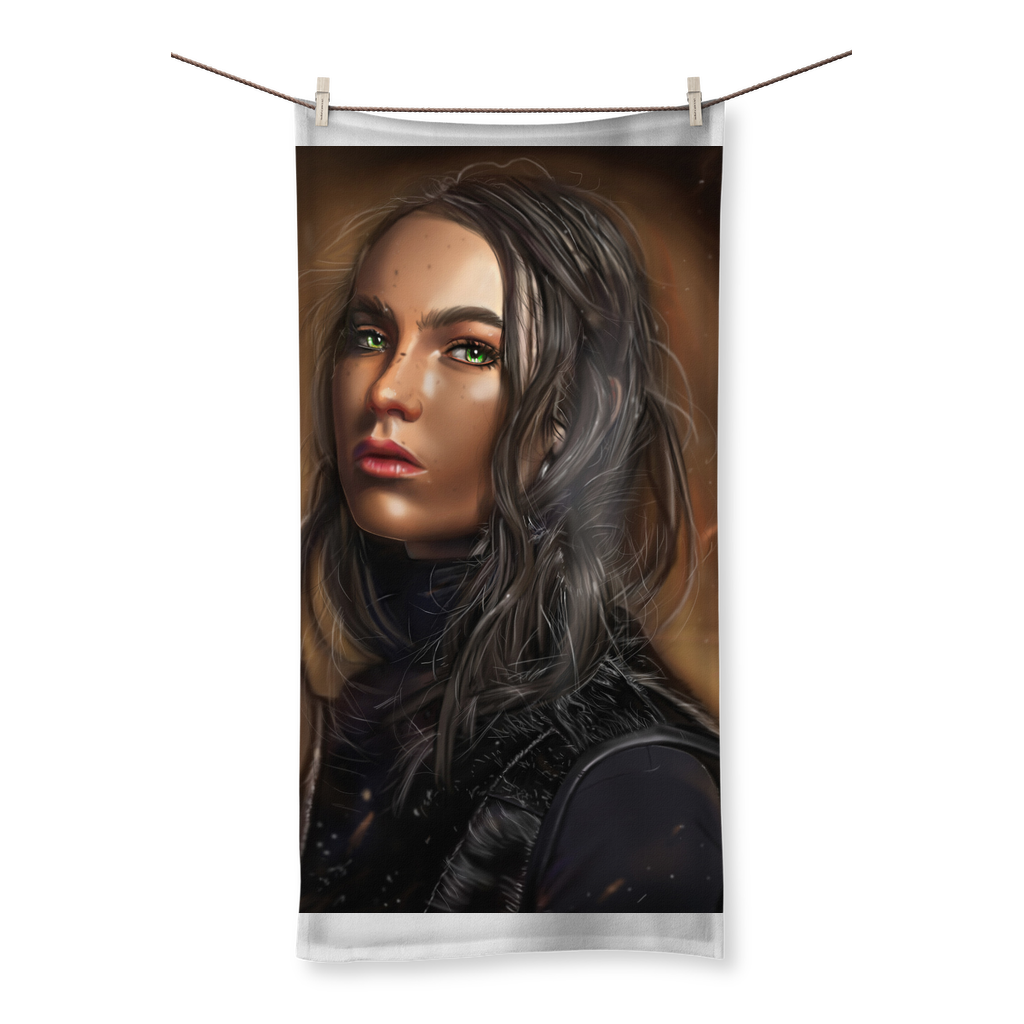 Girl Sublimation All Over Towel featuring vibrant prints on one side and soft cotton backing for drying.