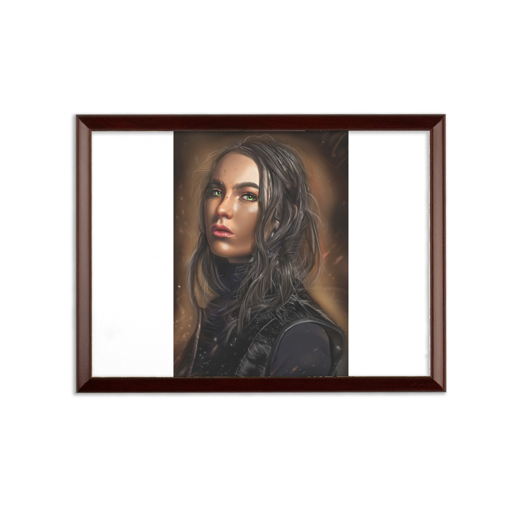 Girl Sublimation Wall Plaque with brown wooden frame and white printable surface, showcasing customizable design options.