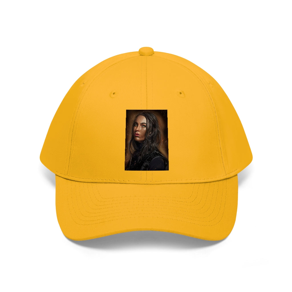 Girl Unisex Twill Hat in cotton twill fabric, featuring a classic 6-panel design and adjustable Velcro closure.