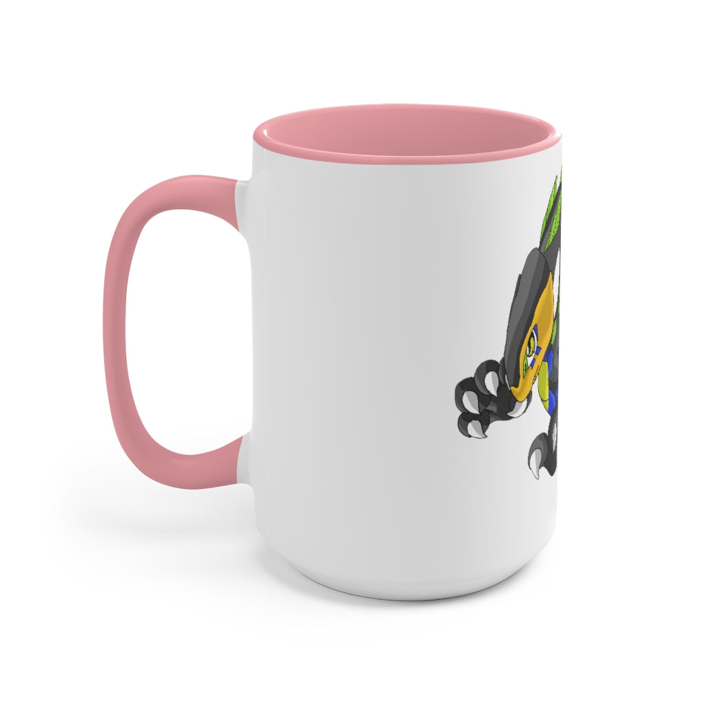 Glisstron Accent Mug showcasing a two-tone design with a white exterior and colored interior, available in red, pink, and black options.