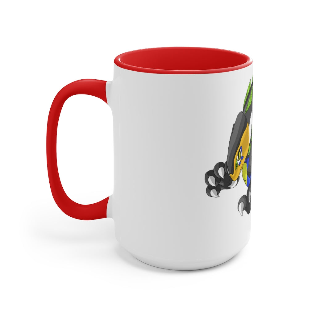 Glisstron Accent Mug showcasing a two-tone design with a white exterior and colored interior, available in red, pink, and black options.