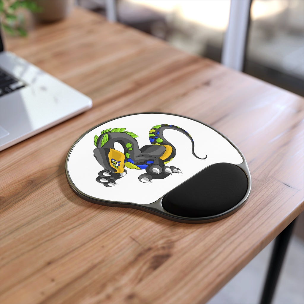 Glisstron Mouse Pad with Memory Foam wrist rest, featuring a foot-shaped black base and customizable neoprene insert.