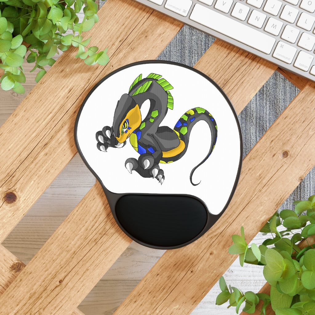 Glisstron Mouse Pad with Memory Foam wrist rest, featuring a foot-shaped black base and customizable neoprene insert.