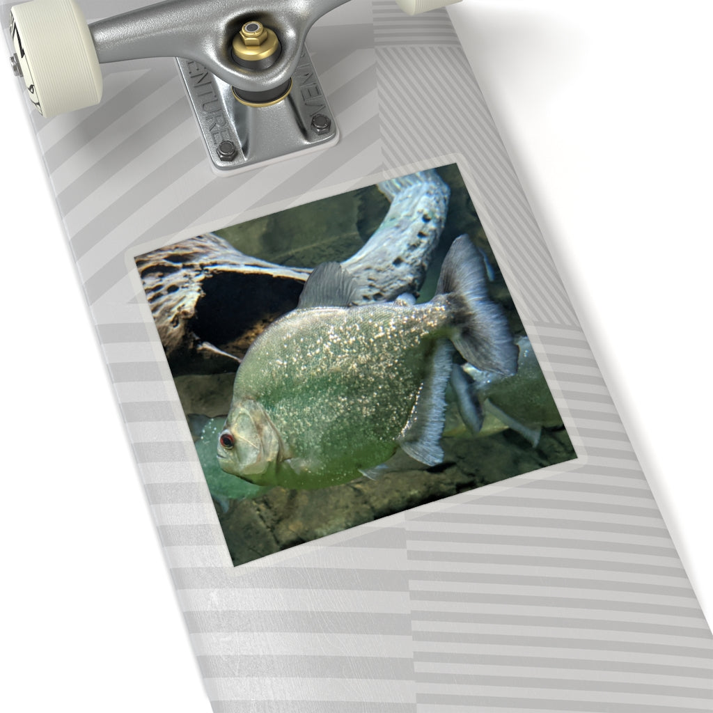 Glitter Green Fish Kiss-Cut Stickers showcasing vibrant colors and unique fish designs, perfect for creative projects.