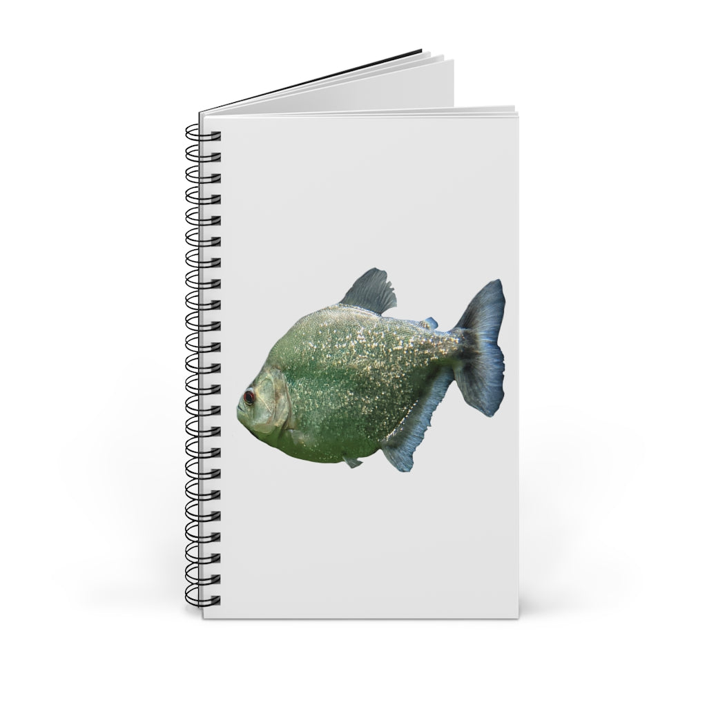 Glitter Green Fish Spiral Journal featuring a vibrant fish design, available in multiple styles including blank, dot grid, lined, and task manager.