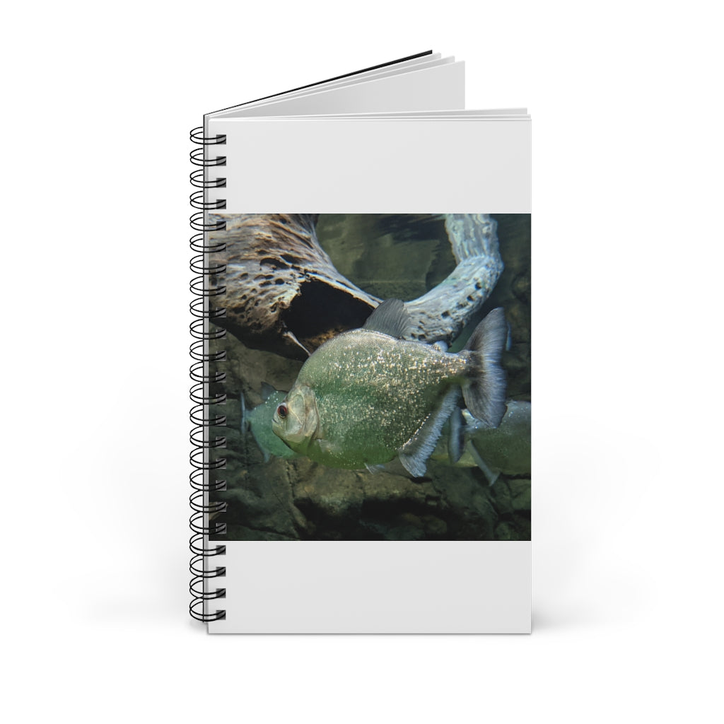 Glitter Green Fish Spiral Journal featuring a vibrant fish design on the cover, showcasing its stylish and colorful appearance.