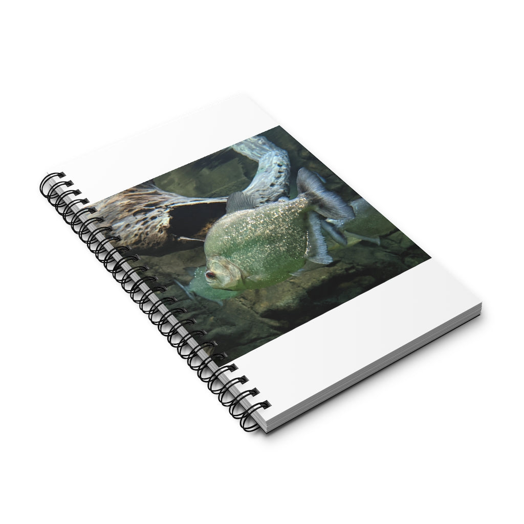 Glitter Green Fish Spiral Journal featuring a vibrant fish design on the cover, showcasing its stylish and colorful appearance.