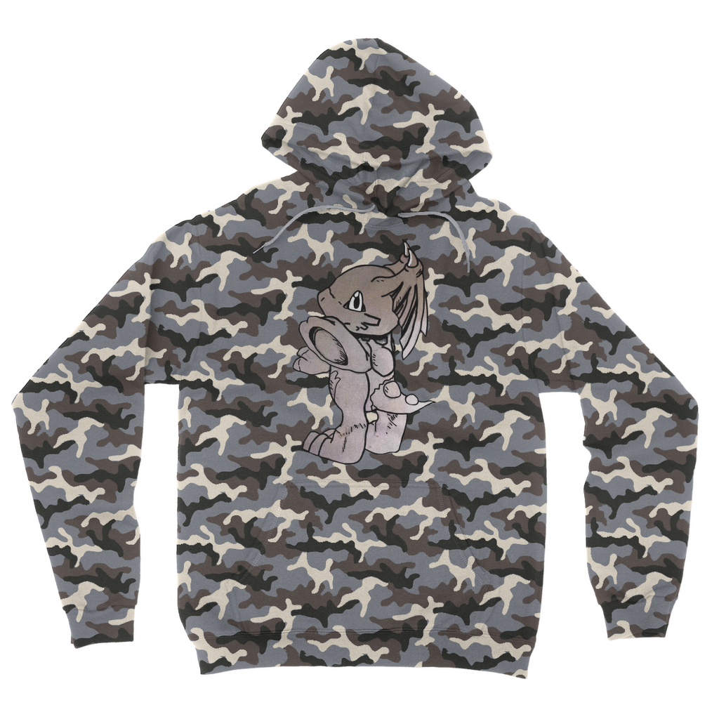 Glucose Camouflage Adult Hoodie featuring a trendy camo design, kangaroo pouch pocket, and double fabric hood.